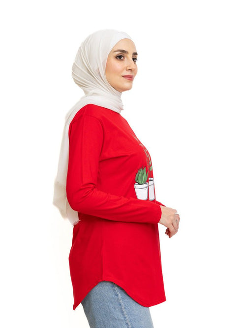 Racing Red Printed Long - Sleeve Design 9 - Khotwh
